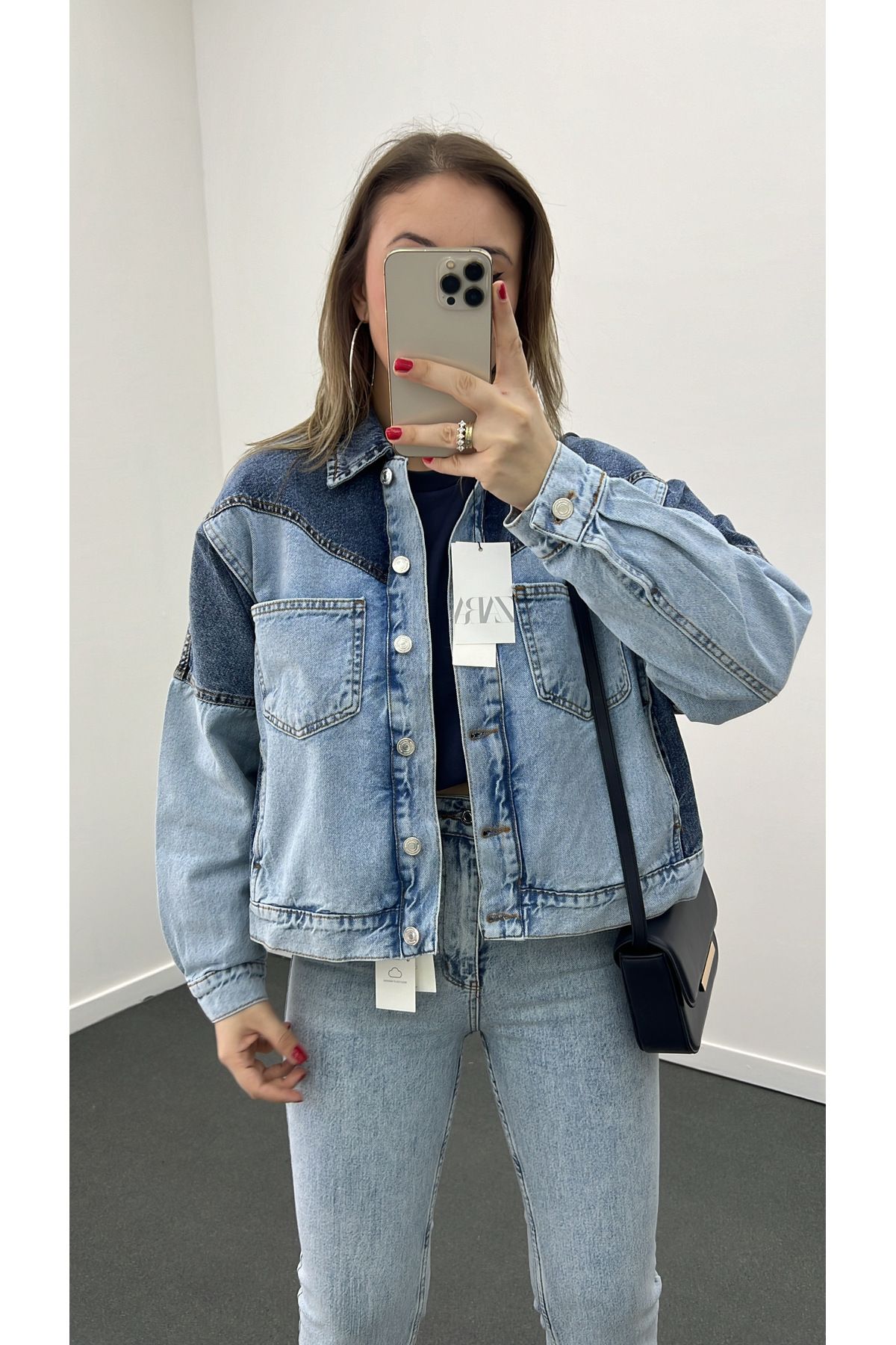 ZR Çift Renkli Denim Kot Ceket ZR Çift Renkli Denim Kot Ceket