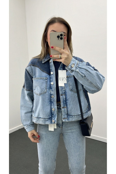 ZR Çift Renkli Denim Kot Ceket ZR Çift Renkli Denim Kot Ceket
