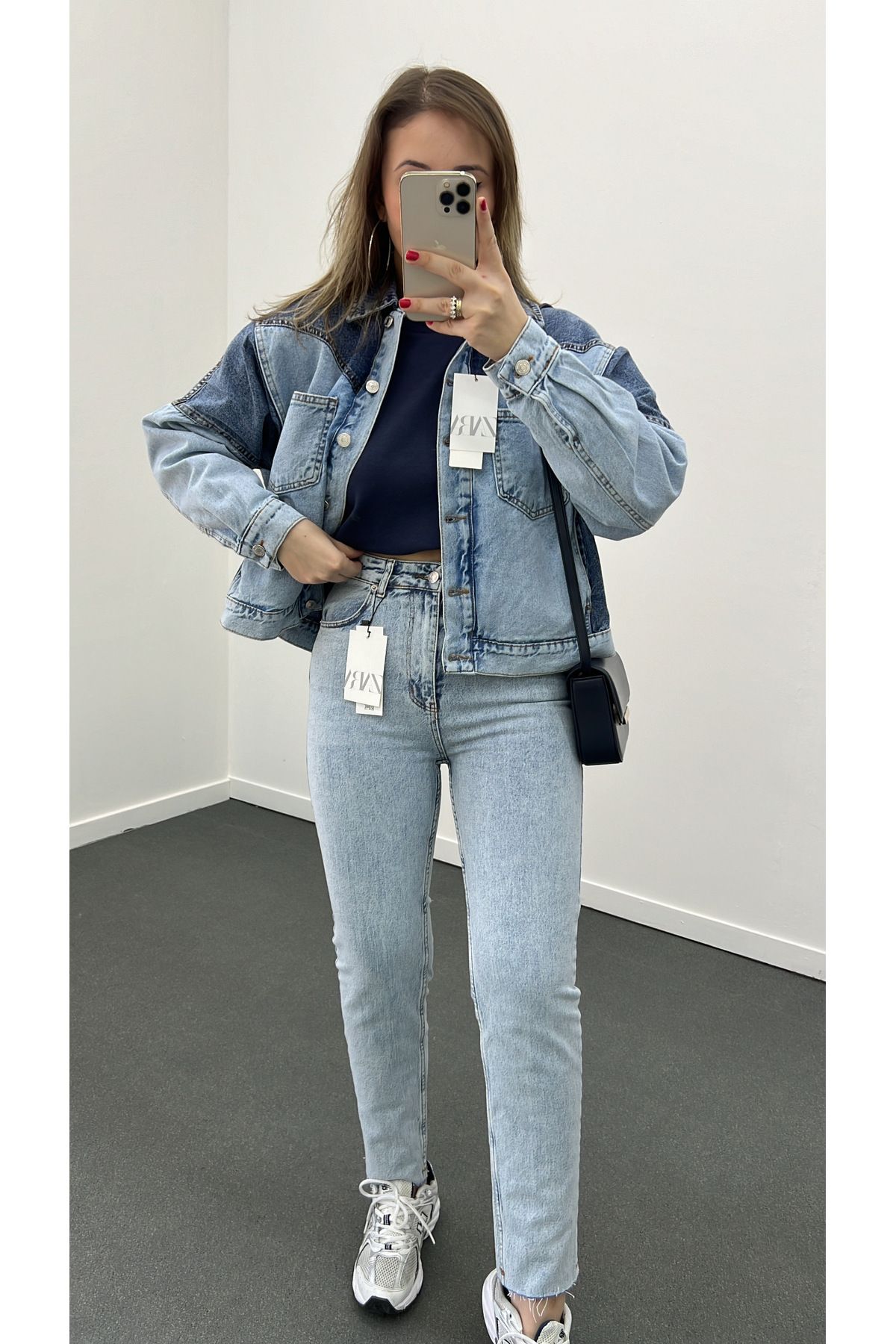 ZR Çift Renkli Denim Kot Ceket ZR Çift Renkli Denim Kot Ceket