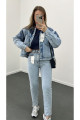 ZR Çift Renkli Denim Kot Ceket ZR Çift Renkli Denim Kot Ceket
