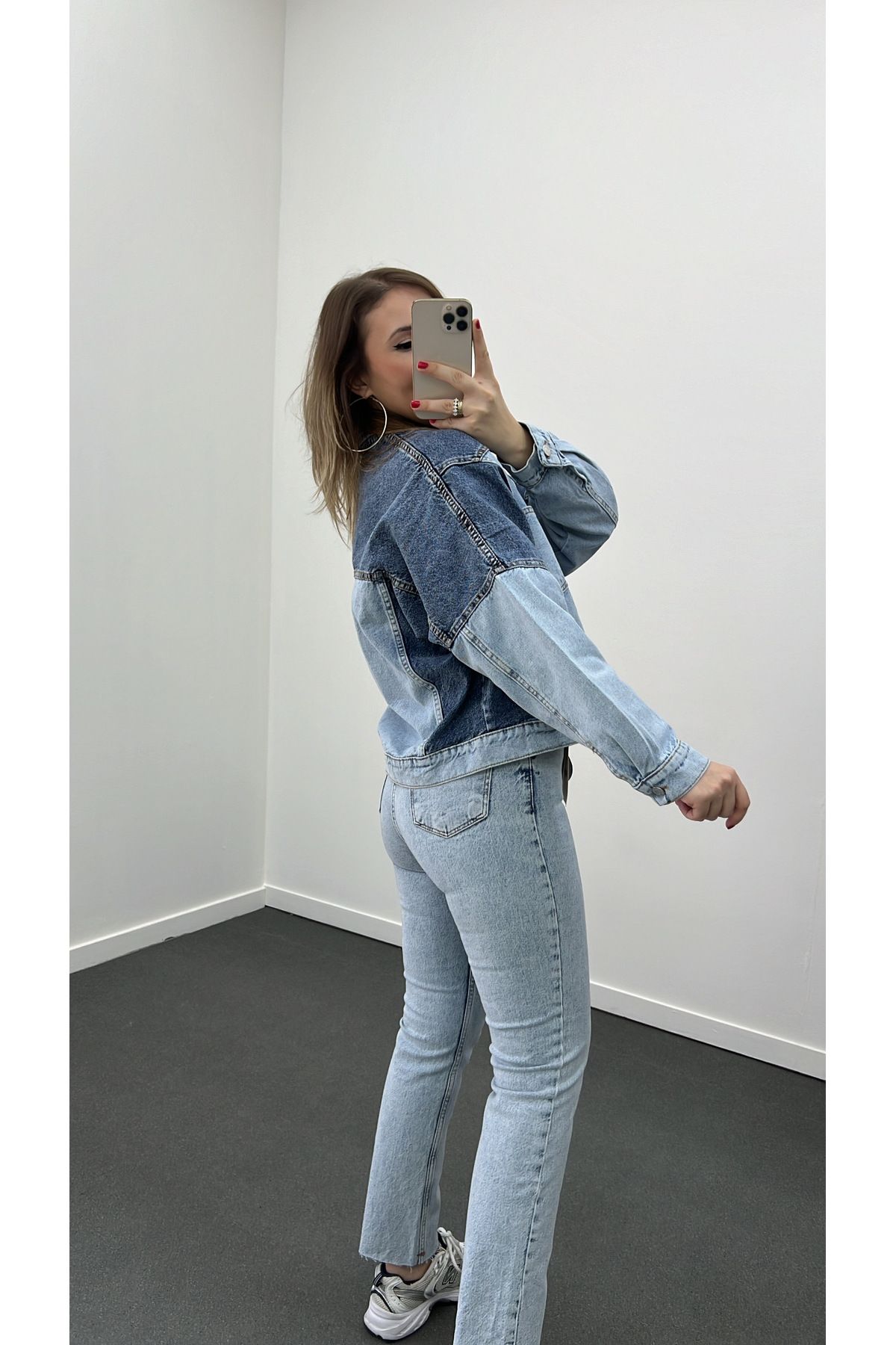 ZR Çift Renkli Denim Kot Ceket ZR Çift Renkli Denim Kot Ceket