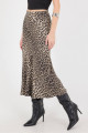 Leopar Desenli Midi Boy Saten Etek E16126-P11 Leopar Desenli Midi Boy Saten Etek E16126-P11