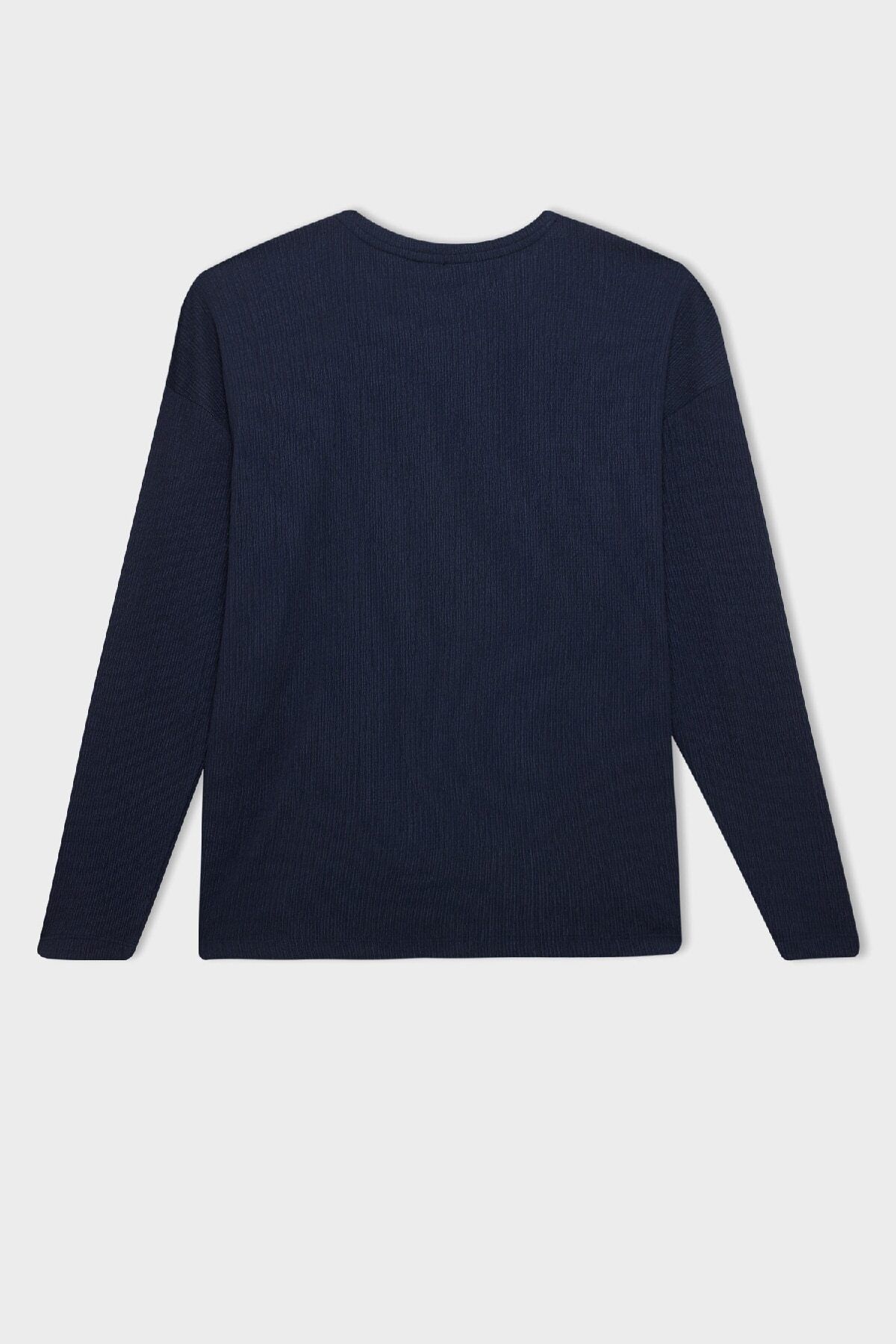 Lacivert Regular Fit Bisiklet Yaka Bağlama Detaylı Casual Bürümcük Uzun Kollu Tişört E1800ax24wn Lacivert Regular Fit Bisiklet Yaka Bağlama Detaylı Casual Bürümcük Uzun Kollu Tişört E1800ax24wn