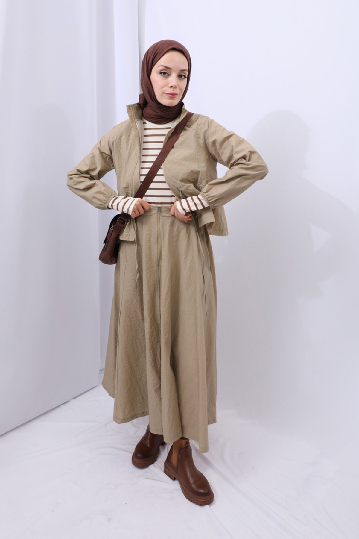 Kloş Paraşüt Etek Takım Camel Kloş Paraşüt Etek Takım Camel