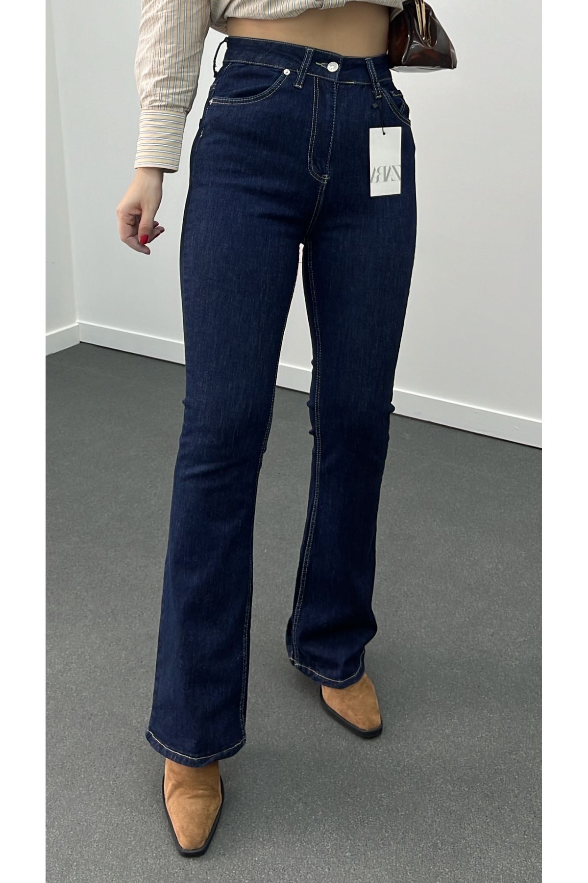 ZR Dark Blue Extra Yüksek Bel Full Likralı Flare Jeans ZR Dark Blue Extra Yüksek Bel Full Likralı Flare Jeans