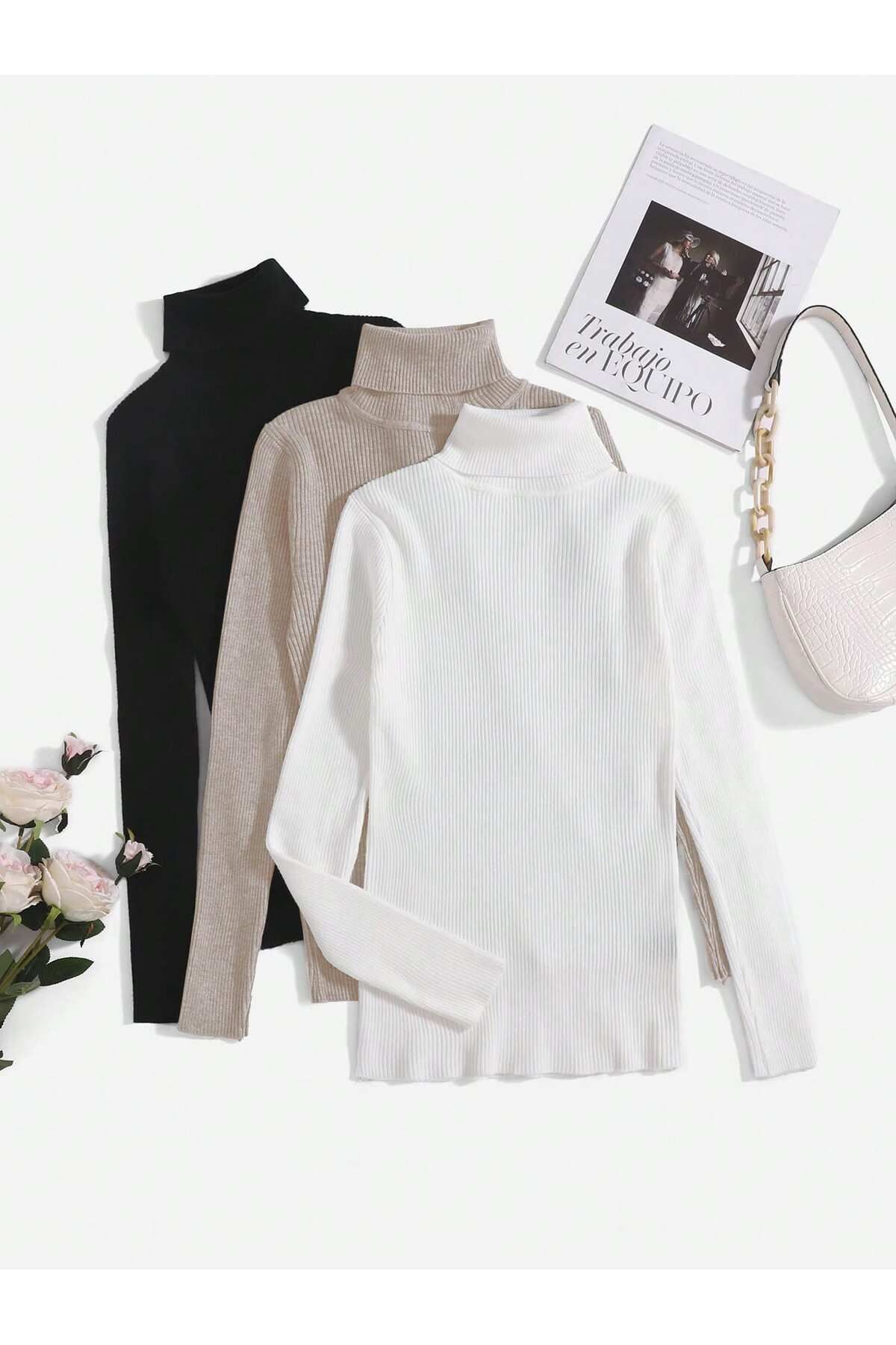 Unisex 3lü Pamuklu Balıkçı Yaka Kaşkorse Şardonlu Slimfit Boğazlı Unisex 3lü Pamuklu Balıkçı Yaka Kaşkorse Şardonlu Slimfit Boğazlı
