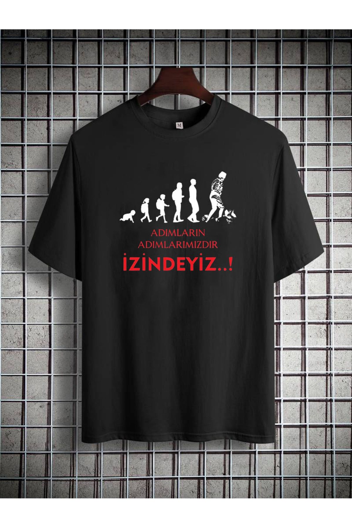 ATATÜRK İZİNDEYİZ Tasarım baskılı Siyah T- shirt