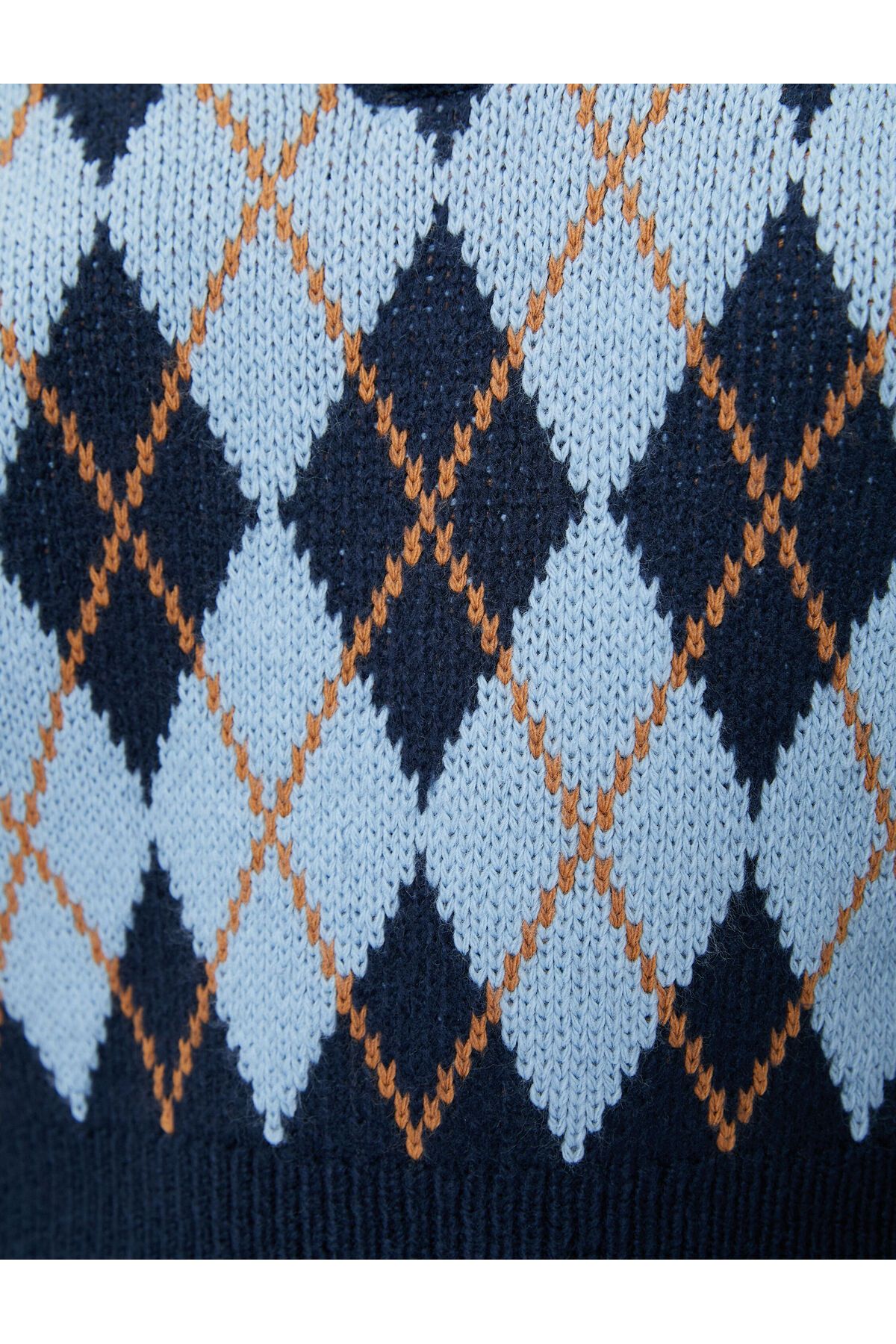 Oversize Kazak Polo Yaka Baklava Desenli Oversize Kazak Polo Yaka Baklava Desenli