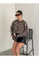 Leopar Desenli Oversize Bluz