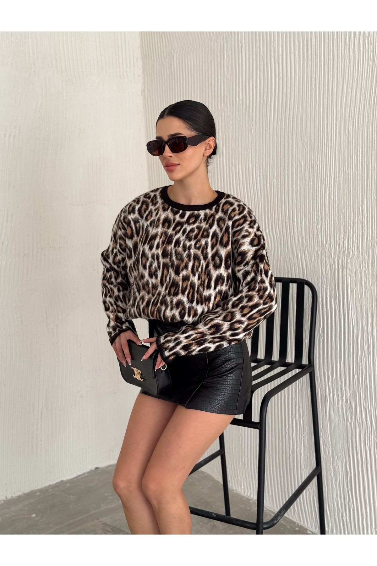 Leopar Desenli Oversize Bluz Leopar Desenli Oversize Bluz