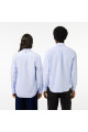 Unisex Regular Fit Düğmeli Yaka Çizgili Organik Pamuk Mavi Gömlek Unisex Regular Fit Düğmeli Yaka Çizgili Organik Pamuk Mavi Gömlek