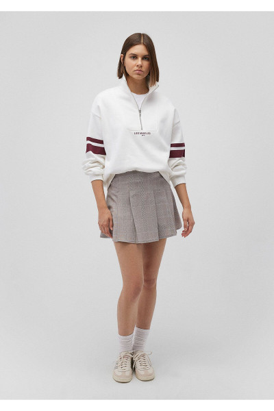 Yarı Fermuarlı Beyaz Sweatshirt 1S10171-70057 Yarı Fermuarlı Beyaz Sweatshirt 1S10171-70057
