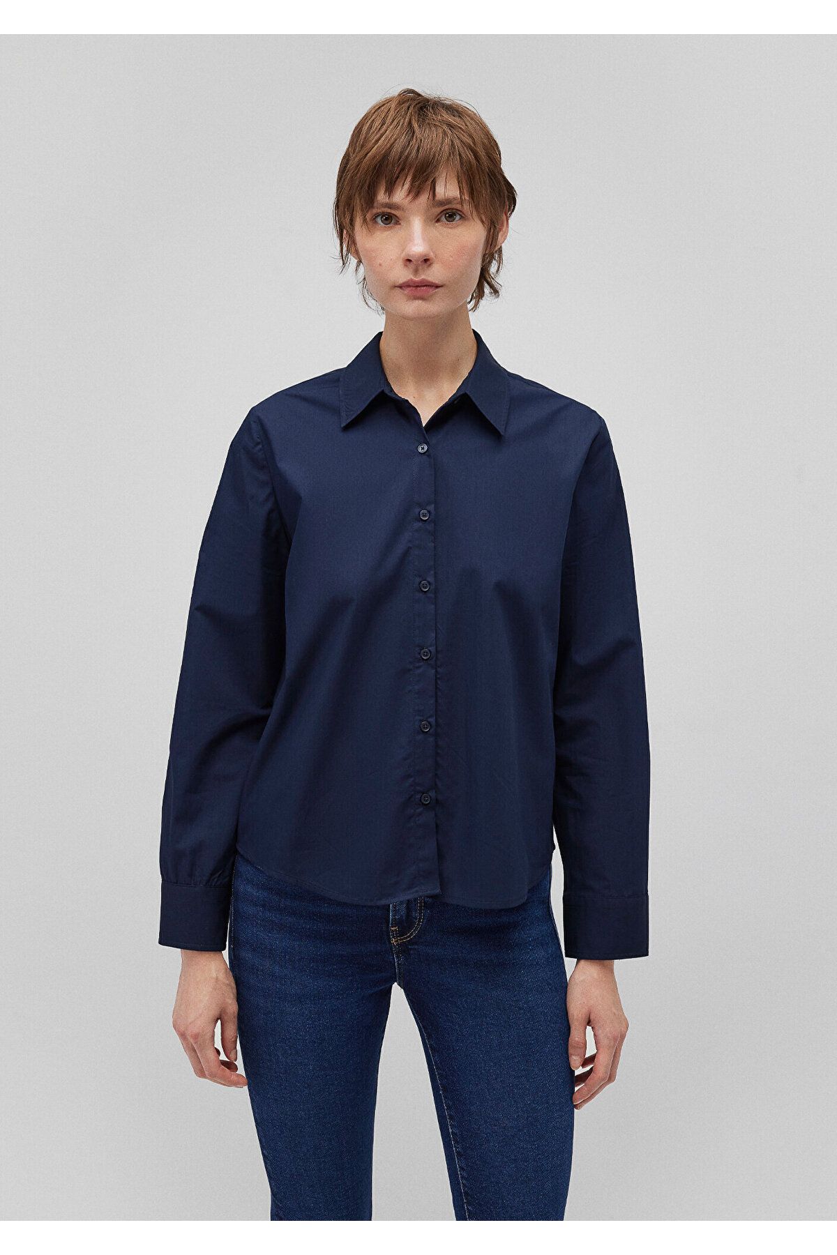 Pamuklu Lacivert Poplin Gömlek Regular Fit / Normal Kesim 1210950-82458 Pamuklu Lacivert Poplin Gömlek Regular Fit / Normal Kesim 1210950-82458