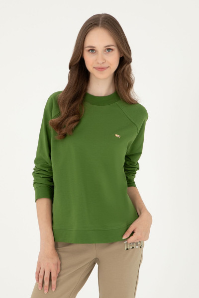 Kadın Yeşil Bisiklet Yaka Sweatshirt 50296903-vr054 Kadın Yeşil Bisiklet Yaka Sweatshirt 50296903-vr054