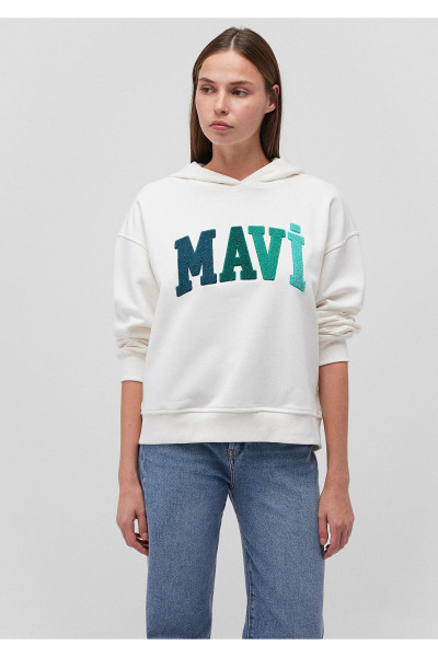 Logo Baskılı Kapüşonlu Bej Sweatshirt 1s10180-70057 Logo Baskılı Kapüşonlu Bej Sweatshirt 1s10180-70057