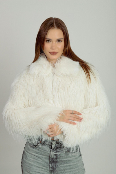 Uzun Tüylü Crop Suni Kürk Ceket Uzun Tüylü Crop Suni Kürk Ceket