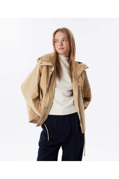 Kapüşonlu ayarlanabilir bel mont Kapüşonlu ayarlanabilir bel mont