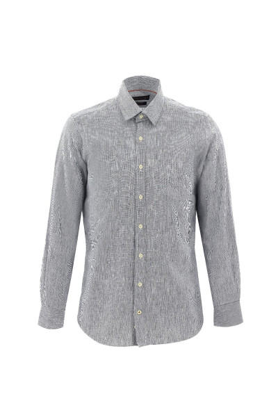 Uzun Kol Slim Fit Dar Kesim Desenli Keten Gömlek Uzun Kol Slim Fit Dar Kesim Desenli Keten Gömlek