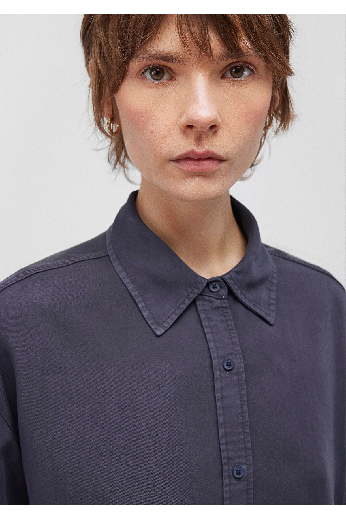 Lux Touch Tencel TM Mavi Lyocell Gömlek Oversize / Geniş Kesim 1210892-85315 Lux Touch Tencel TM Mavi Lyocell Gömlek Oversize / Geniş Kesim 1210892-85315