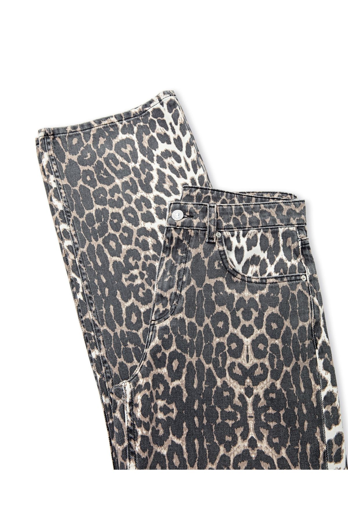 Leopar desen jean pantolon