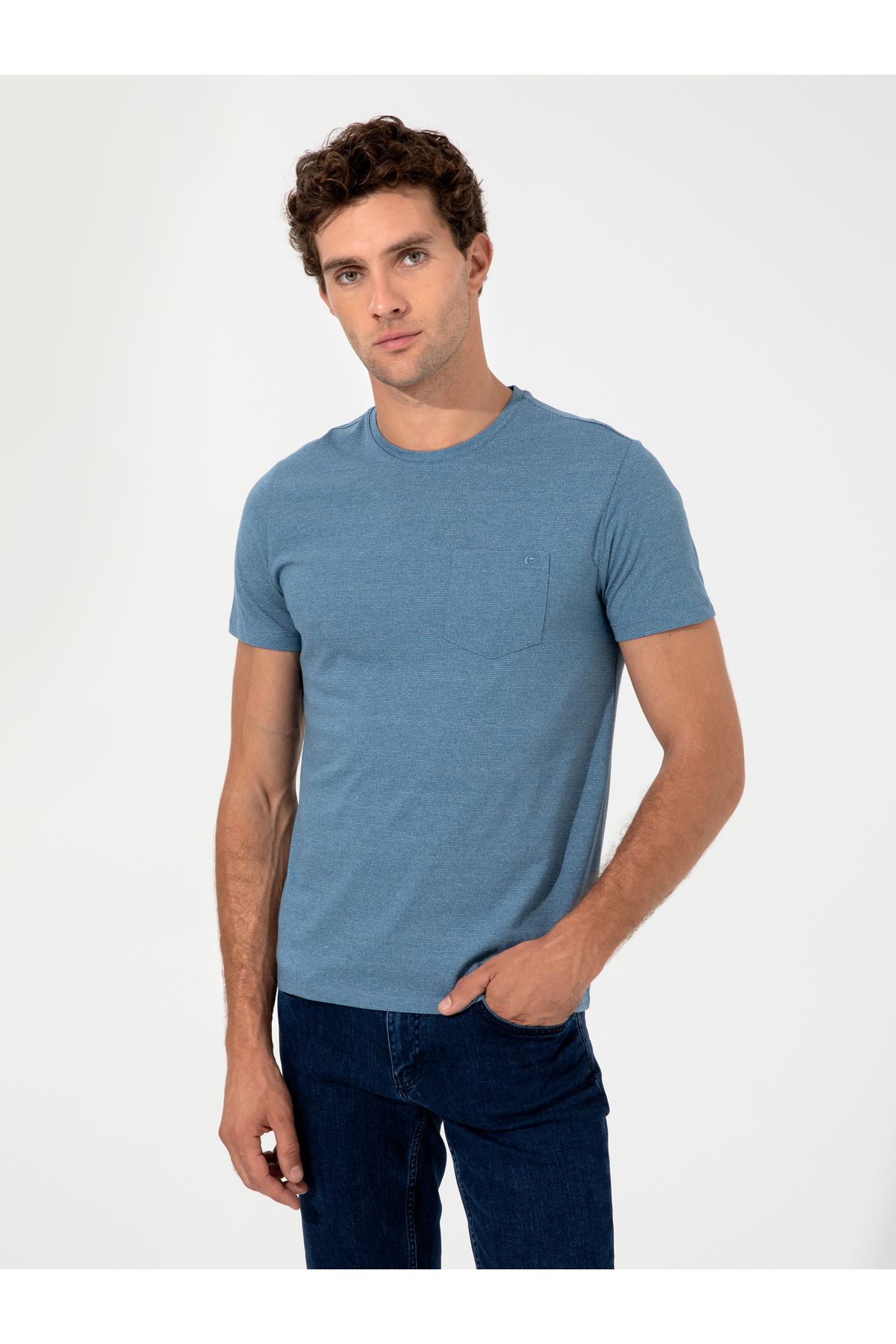 İndigo Bisiklet Yaka Slim Fit T-Shirt 50240270-VR028