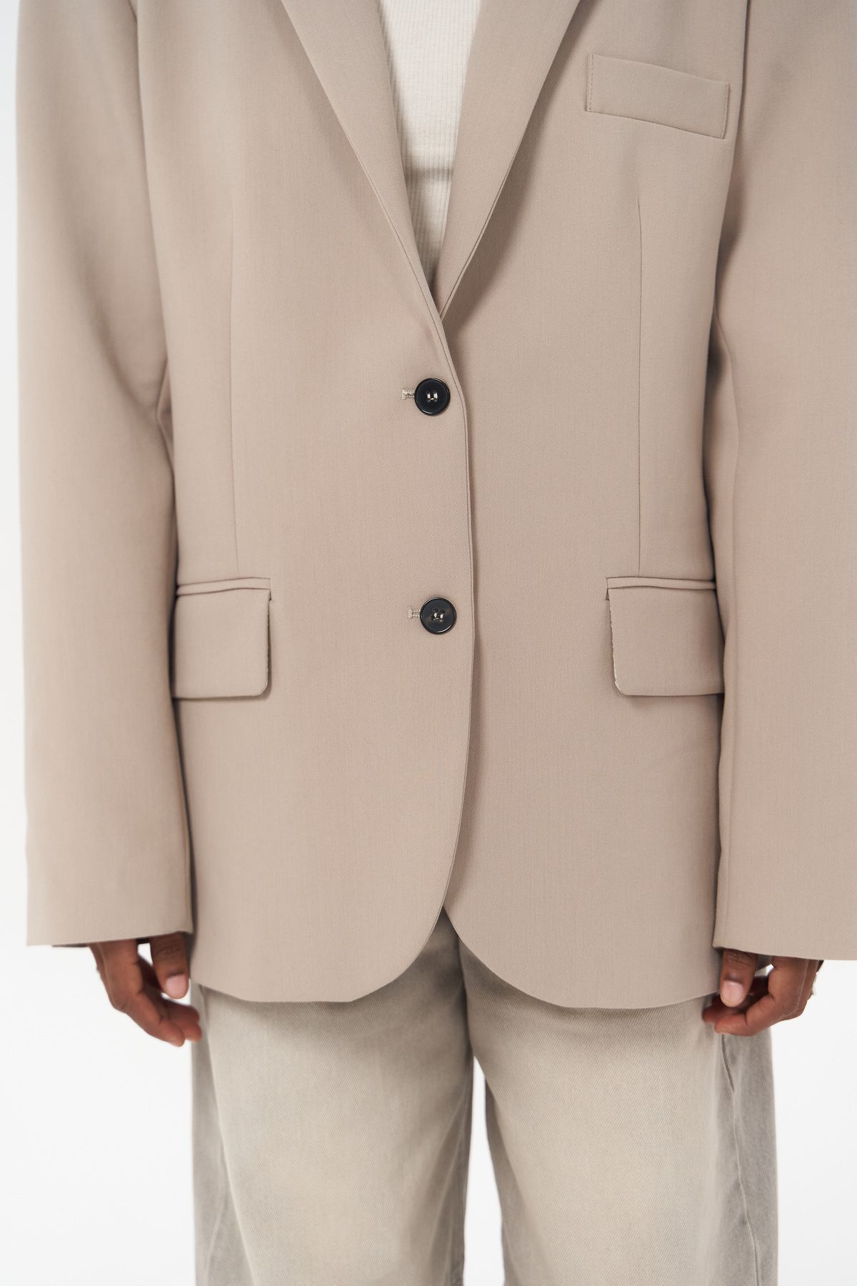 Mai Collection Emma Dikiş Detay Bej Blazer Mai Collection Emma Dikiş Detay Bej Blazer