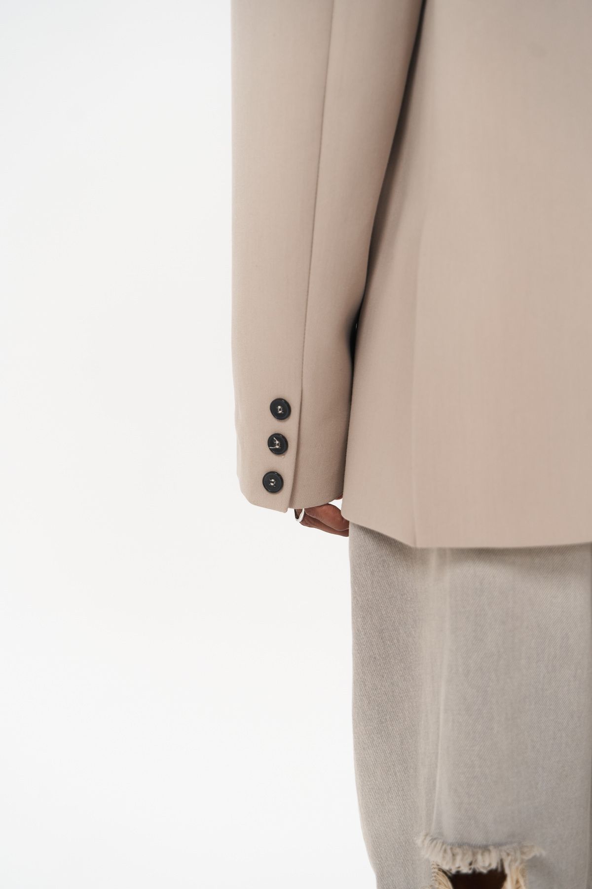 Mai Collection Emma Dikiş Detay Bej Blazer Mai Collection Emma Dikiş Detay Bej Blazer