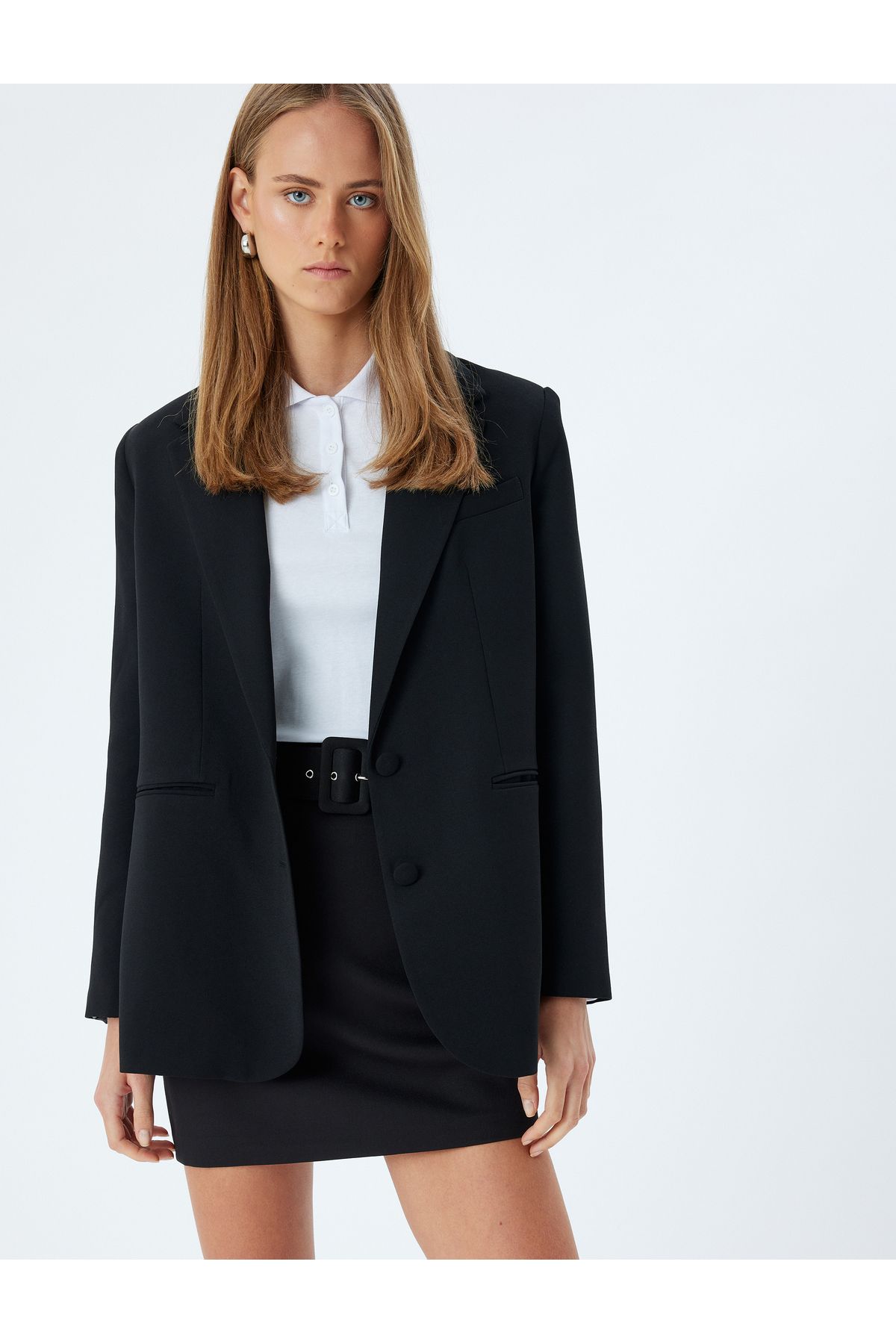 Mini Kalem Etek A kesim Slim Fit Kemerli Mini Kalem Etek A kesim Slim Fit Kemerli