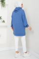 Kanguru Cepli Kapüşonlu Sweatshirt Tunik İndigo HM2510 Kanguru Cepli Kapüşonlu Sweatshirt Tunik İndigo HM2510