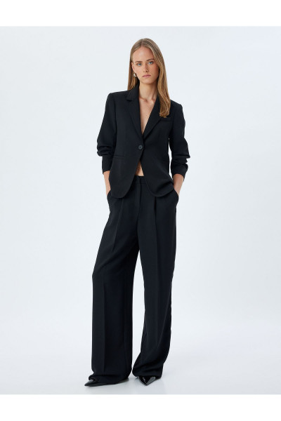 Klasik Blazer Ceket 3/4 Kol Kruvaze Cepli Regular Fit Klasik Blazer Ceket 3/4 Kol Kruvaze Cepli Regular Fit