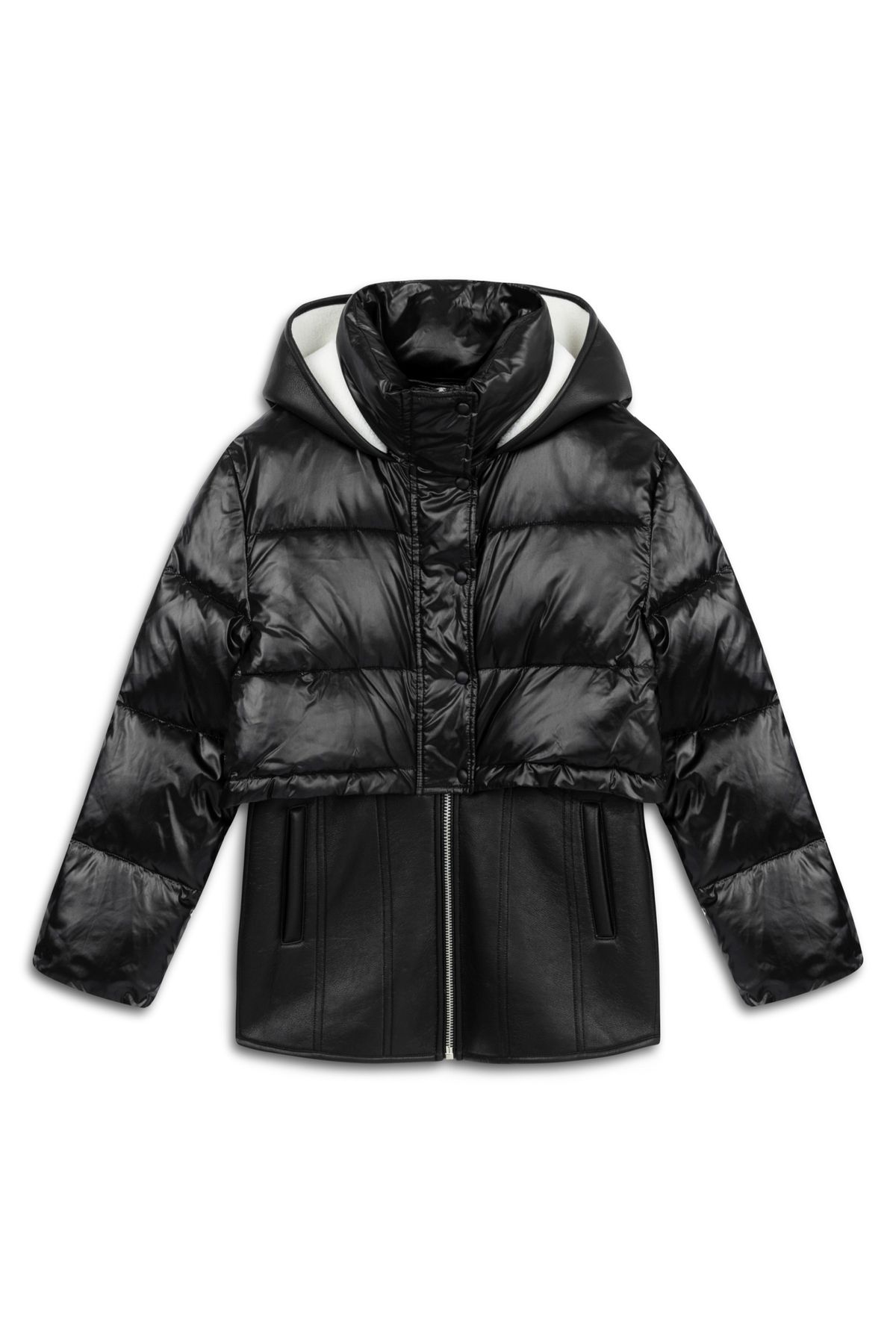 Suni deri mıx puffer mont Suni deri mıx puffer mont