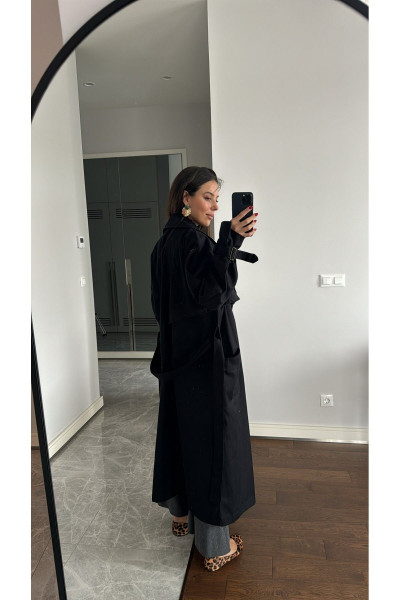 Siyah Çıtçıtlı Kemerli Trençkot 36-38-40-42-44 Beden Arası Uyumludur Siyah Çıtçıtlı Kemerli Trençkot 36-38-40-42-44 Beden Arası Uyumludur