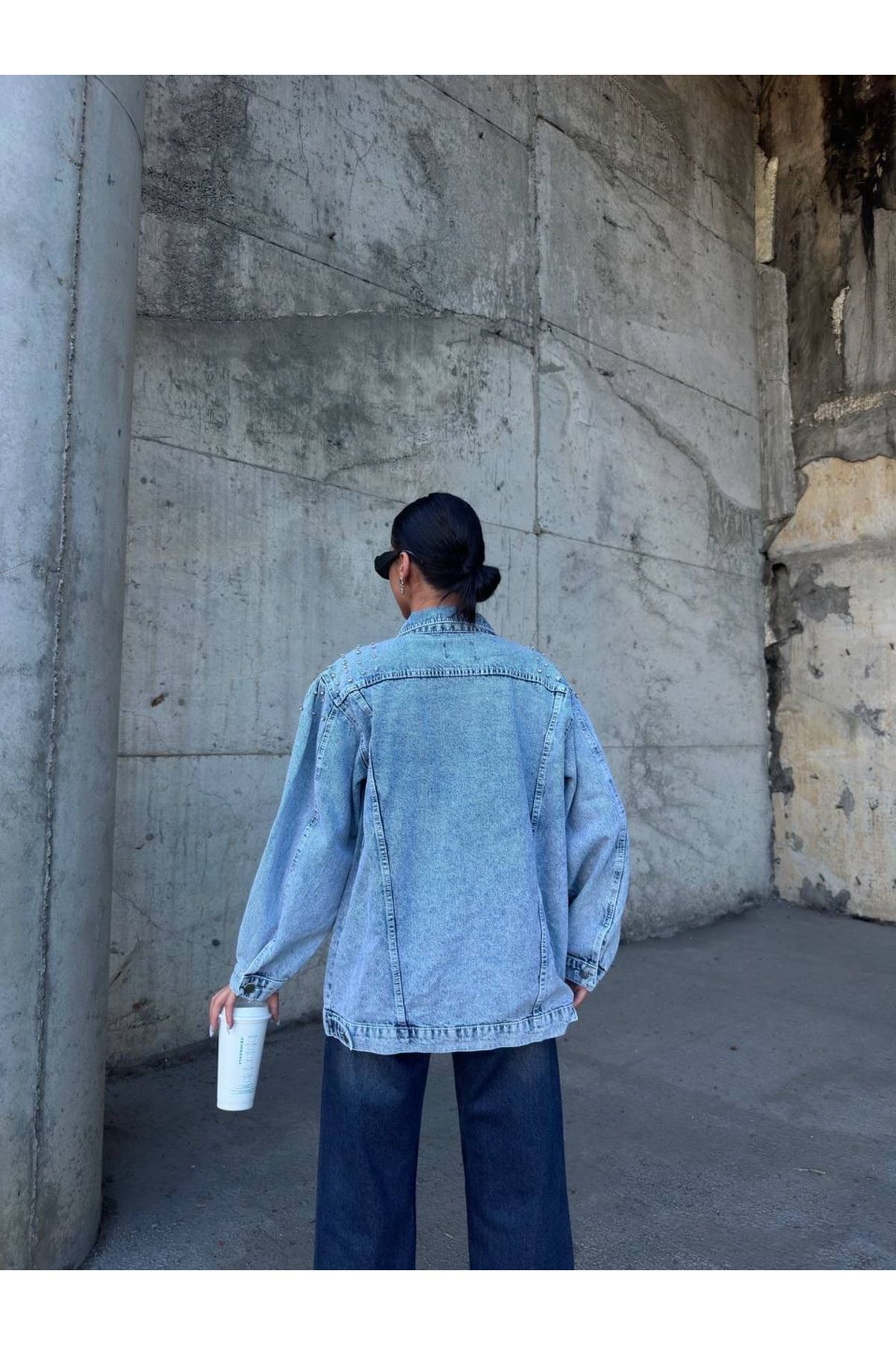 Mavi Taşlı Boyfriend Kot Ceket Mavi Taşlı Boyfriend Kot Ceket