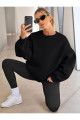 Kadın Bisiklet Yaka Basic Oversize Sweatshirt SİYAH