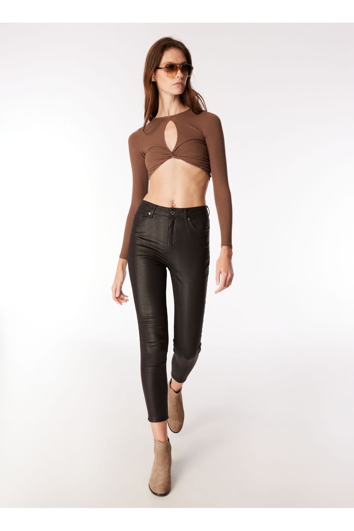 Yüksek Bel Skinny Paça Skinny Fit Kahve Kadın Denim Pantolon F3WL-PNT40 Yüksek Bel Skinny Paça Skinny Fit Kahve Kadın Denim Pantolon F3WL-PNT40