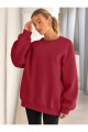 Kadın Bisiklet Yaka Basic Oversize Sweatshirt KIRMIZI