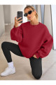 Kadın Bisiklet Yaka Basic Oversize Sweatshirt KIRMIZI