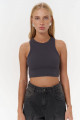 Mai Collection Fleur Fitilli Halter Yaka Antrasit Crop Mai Collection Fleur Fitilli Halter Yaka Antrasit Crop