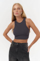 Mai Collection Fleur Fitilli Halter Yaka Antrasit Crop Mai Collection Fleur Fitilli Halter Yaka Antrasit Crop