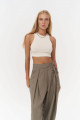 Mai Collection Fleur Fitilli Halter Yaka Bej Crop Mai Collection Fleur Fitilli Halter Yaka Bej Crop