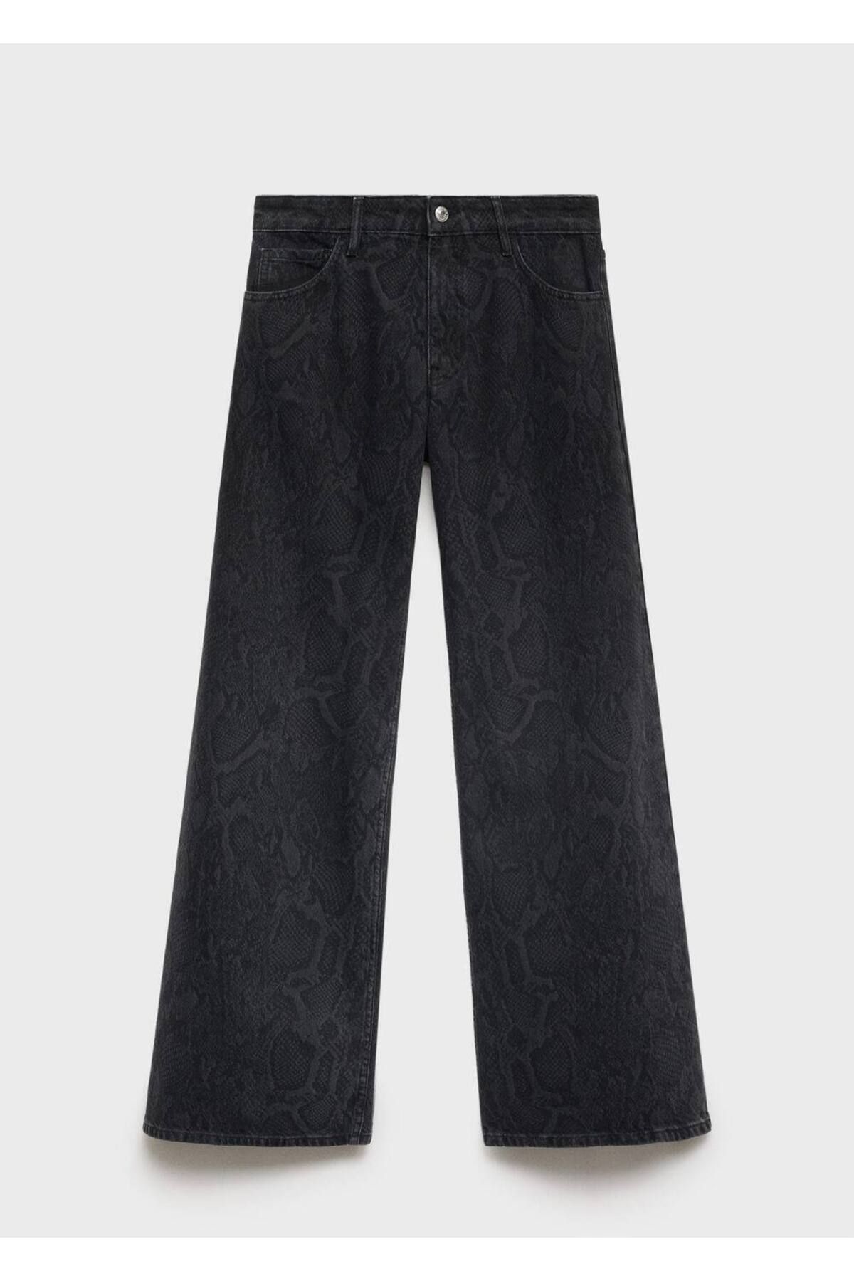 Yılan Derisi Görünümlü Jean Pantolon Yılan Derisi Görünümlü Jean Pantolon