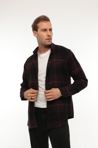 Siyah Çizgili Regular Fit Oduncu Gömleği- 2448 Siyah Çizgili Regular Fit Oduncu Gömleği- 2448