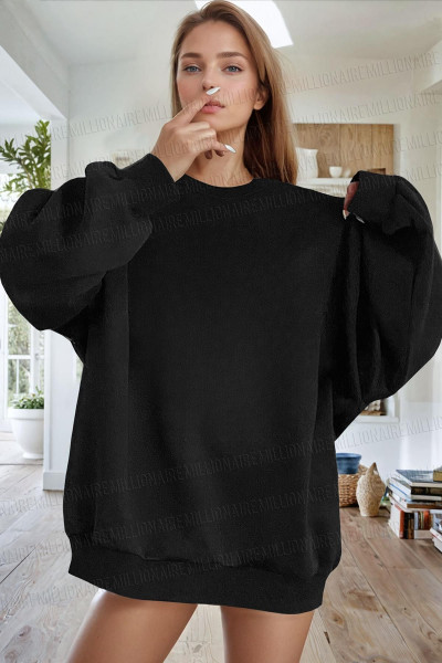 Kadın Siyah The Moon Baskılı Kalın Soft 3 İplik içi Şardonlu 0 Sıfır Yaka Oversize Salaş Sweatshirt Kadın Siyah The Moon Baskılı Kalın Soft 3 İplik içi Şardonlu 0 Sıfır Yaka Oversize Salaş Sweatshirt