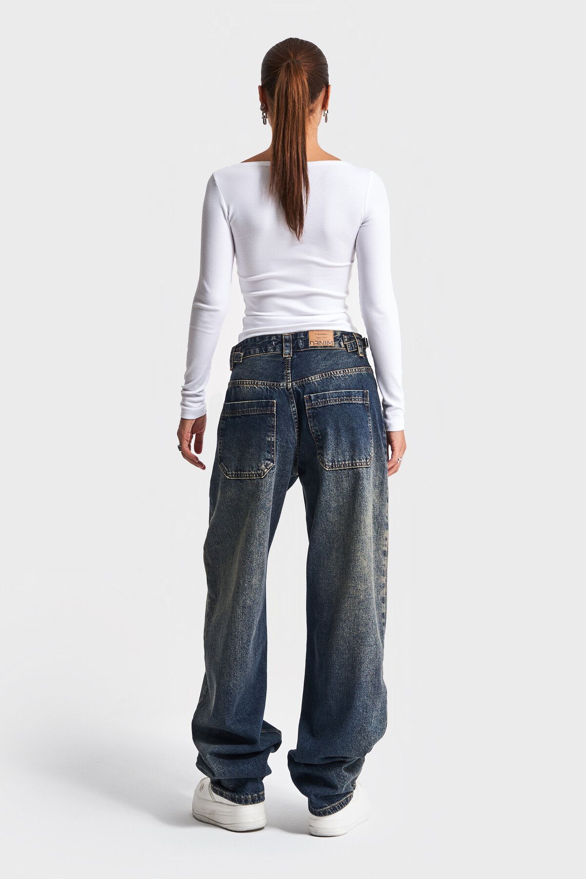 Kadın T.Kot Rengi Süper Baggy Fit Kemer Detaylı Denim Kadın T.Kot Rengi Süper Baggy Fit Kemer Detaylı Denim