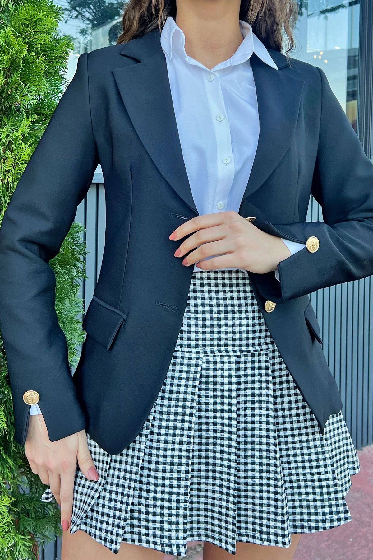 Siyah Kadın Astarlı Kol Ucu Yırtmaçlı Blazer Ceket Siyah Kadın Astarlı Kol Ucu Yırtmaçlı Blazer Ceket