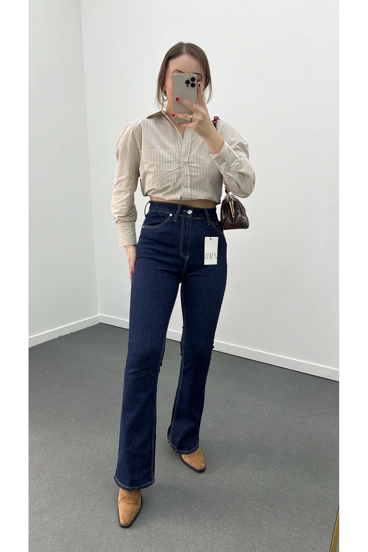 ZR Dark Blue Extra Yüksek Bel Full Likralı Flare Jeans ZR Dark Blue Extra Yüksek Bel Full Likralı Flare Jeans