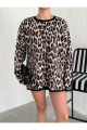 Leopar Desenli Oversize Bluz