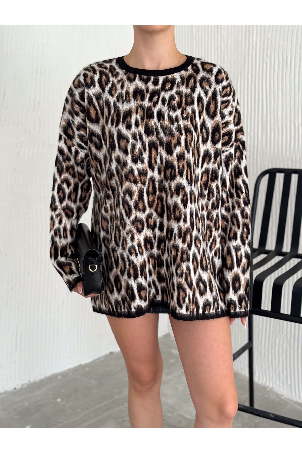Leopar Desenli Oversize Bluz Leopar Desenli Oversize Bluz