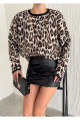 Leopar Desenli Oversize Bluz