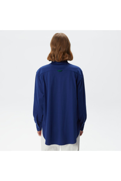 Kadın Oversized Uzun Kollu Lacivert Gömlek Kadın Oversized Uzun Kollu Lacivert Gömlek